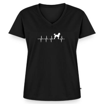 Poodle - heart beat - Women's Premium Organic V-neck T-shirt - black - Front - AI Model Female 172 light (172cm)
