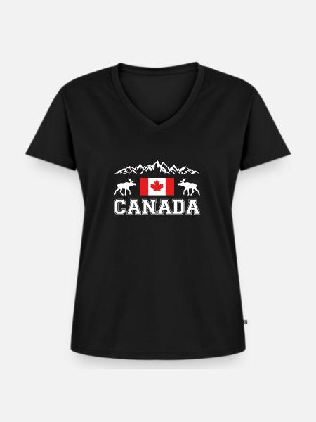 Canada - Frauen Premium Bio T-Shirt mit V-Ausschnitt - Schwarz