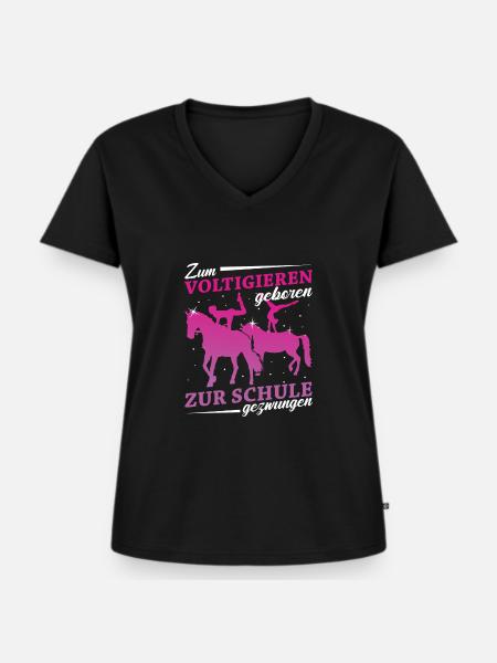Voltigieren - Frauen Premium Bio T-Shirt mit V-Ausschnitt - Schwarz