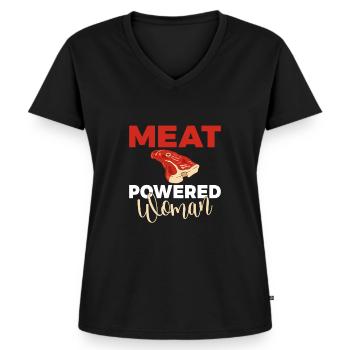BBQ Grill Rindfleisch Liebhaber Geschenke - Frauen Premium Bio T-Shirt mit V-Ausschnitt - Schwarz - Vorne - AI Model Female 172 light (172cm)