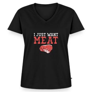 BBQ Grill Rindfleisch Liebhaber Geschenke - Frauen Premium Bio T-Shirt mit V-Ausschnitt - Schwarz - Vorne - AI Model Female 172 light (172cm)