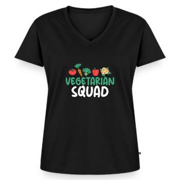 Vegetable Lover Vegetarian Gifts - Women's Premium Organic V-neck T-shirt - black - Front - AI Model Female 172 light (172cm)