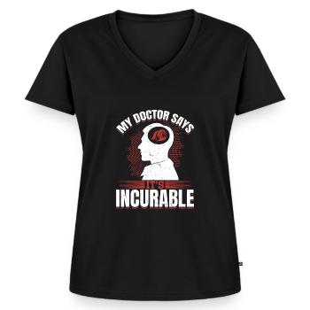 Mein Arzt sagt es ist unheilbar Tuning Boost - Frauen Premium Bio T-Shirt mit V-Ausschnitt - Schwarz - Vorne - AI Model Female 172 light (172cm)