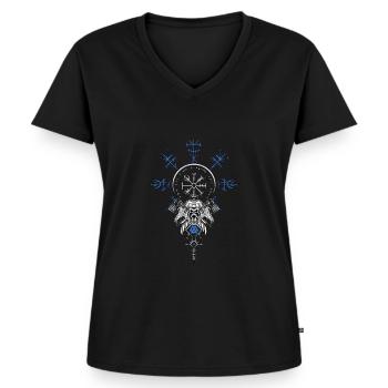 Celtic Vikinger Vegvisir compas Vikings - T-shirt encolure en V Premium bio Femme - noir - Devant - AI Model Female 172 light (172cm)