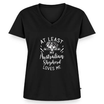 Australian Shepherd Geschenke - Frauen Premium Bio T-Shirt mit V-Ausschnitt - Schwarz - Vorne - AI Model Female 172 light (172cm)
