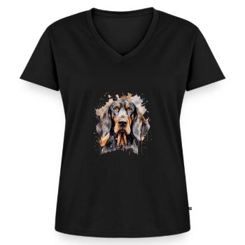 Black and Tan Coonhound - Women's Premium Organic V-neck T-shirt - black - Front - AI Model Female 172 light (172cm)