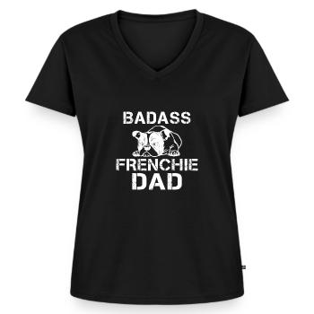 Cadeaux de bouledogue français - T-shirt encolure en V Premium bio Femme - noir - Devant - AI Model Female 172 light (172cm)