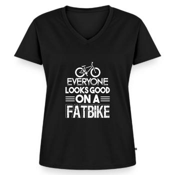 Fat Bike Everyone Looks Good On A Fat Bike - Women's Premium Organic V-neck T-shirt - black - Front - AI Model Female 172 light (172cm)