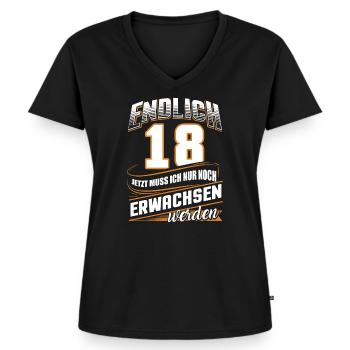 18 Jahre Geburtstag Geburtstag Erwachsenen - Frauen Premium Bio T-Shirt mit V-Ausschnitt - Schwarz - Vorne - AI Model Female 172 light (172cm)