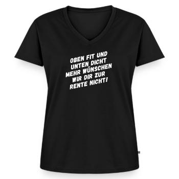 Renter lustiger Spruch zum Abschied eines Kollegen - Frauen Premium Bio T-Shirt mit V-Ausschnitt - Schwarz - Vorne - AI Model Female 172 light (172cm)