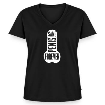 Same Penis Forever Lustig JGA Frauen Braut - Frauen Premium Bio T-Shirt mit V-Ausschnitt - Schwarz - Vorne - AI Model Female 172 light (172cm)