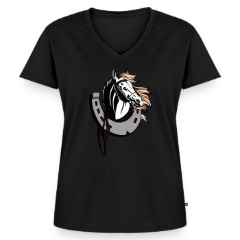 Fer à cheval - T-shirt encolure en V Premium bio Femme - noir - Devant - AI Model Female 172 light (172cm)