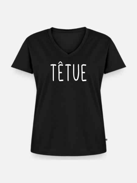 Têtue - T-shirt encolure en V Premium bio Femme - noir