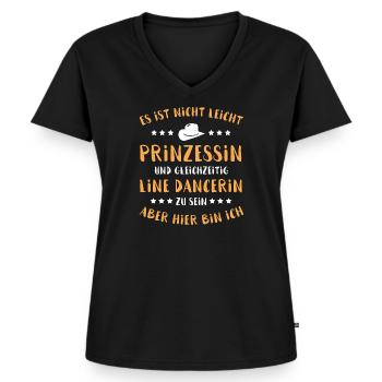 Linedance - Frauen Premium Bio T-Shirt mit V-Ausschnitt - Schwarz - Vorne - AI Model Female 172 light (172cm)