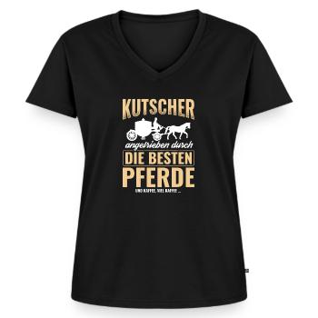 Kutsche - Frauen Premium Bio T-Shirt mit V-Ausschnitt - Schwarz - Vorne - AI Model Female 172 light (172cm)