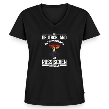 Moskau Russland Russisch - Frauen Premium Bio T-Shirt mit V-Ausschnitt - Schwarz - Vorne - AI Model Female 172 light (172cm)
