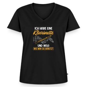 Habe Klarinette Weiß Wie Man Benutzt Klarinette - Frauen Premium Bio T-Shirt mit V-Ausschnitt - Schwarz - Vorne - AI Model Female 172 light (172cm)