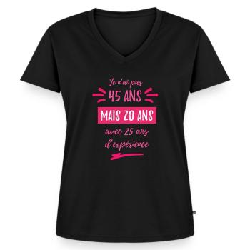 Anniversary woman 45 years - Women's Premium Organic V-neck T-shirt - black - Front - AI Model Female 172 light (172cm)