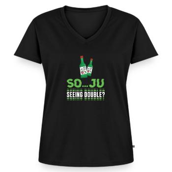 So... Ju Seeing Double? Lustiges Soju - Frauen Premium Bio T-Shirt mit V-Ausschnitt - Schwarz - Vorne - AI Model Female 172 light (172cm)