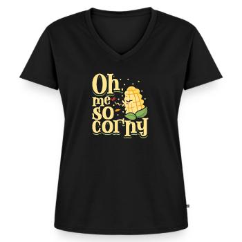 Funny Farmer Funny Farming Tractor Country Life - Frauen Premium Bio T-Shirt mit V-Ausschnitt - Schwarz - Vorne - AI Model Female 172 light (172cm)