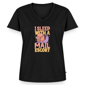 Postangestellte Postdame Postbote Post - Frauen Premium Bio T-Shirt mit V-Ausschnitt - Schwarz - Vorne - AI Model Female 172 light (172cm)