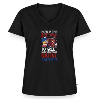 Indian Aborigines History of the Indigenous People - Women's Premium Organic V-neck T-shirt - black - Front - AI Model Female 172 light (172cm)