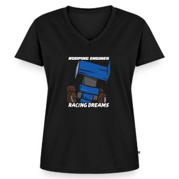 Sprint Car Mom Dirt Track Racing Race Day - Women's Premium Organic V-neck T-shirt - black - Front - AI Model Female 172 light (172cm)