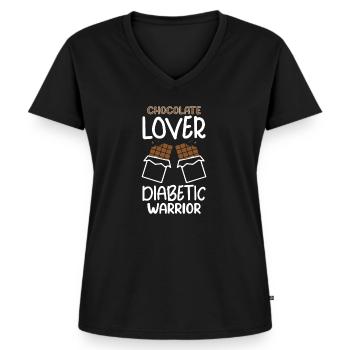 Diabète de type 1 Drôle - T-shirt encolure en V Premium bio Femme - noir - Devant - AI Model Female 172 light (172cm)