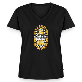 Funny School Bus Driver Appreciation anniversary - Frauen Premium Bio T-Shirt mit V-Ausschnitt - Schwarz - Vorne - AI Model Female 172 light (172cm)