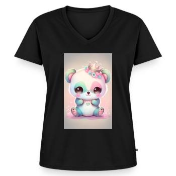 Baby panda princess - Women's Premium Organic V-neck T-shirt - black - Front - AI Model Female 172 light (172cm)
