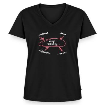 Nur ja heißt ja! §177 StGB Abs. 2 Sexualstrafrecht - Frauen Premium Bio T-Shirt mit V-Ausschnitt - Schwarz - Vorne - AI Model Female 172 light (172cm)