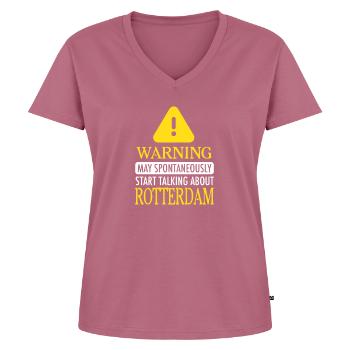 WARNING!: Rotterdam - Women's Premium Organic V-neck T-shirt - mauve - Front - AI Model Female 172 dark (172cm)