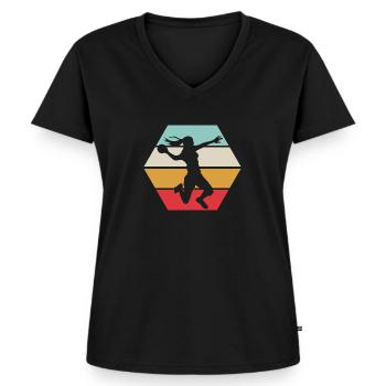 Handball Mädchen / Handball Girl - Frauen Premium Bio T-Shirt mit V-Ausschnitt - Schwarz - Vorne - AI Model Female 172 light (172cm)