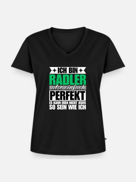 Perfekter Radler - Frauen Premium Bio T-Shirt mit V-Ausschnitt - Schwarz