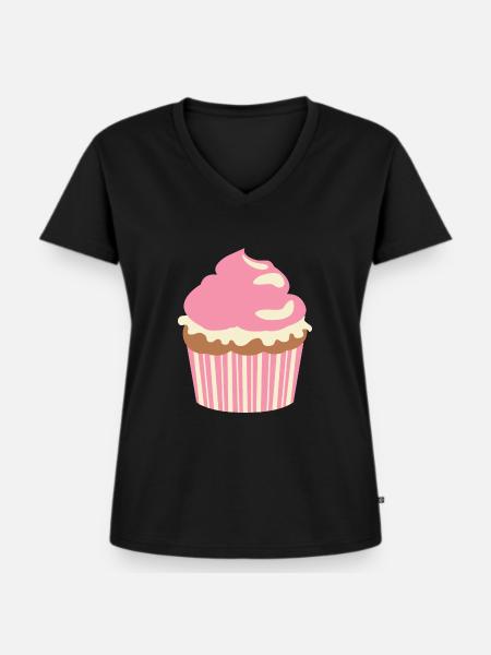 Cupcake - Frauen Premium Bio T-Shirt mit V-Ausschnitt - Schwarz