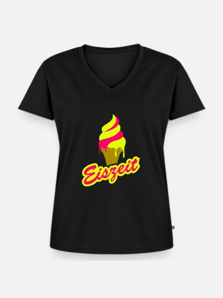 Eiszeit - Frauen Premium Bio T-Shirt mit V-Ausschnitt - Schwarz