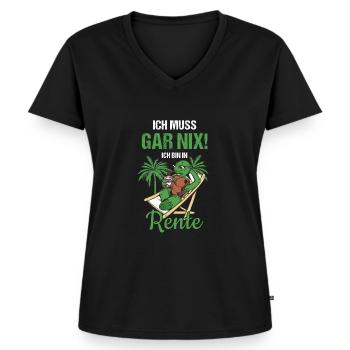 Pensionierung Ich Muss Gar Nix! Ich Bin In Rente - Frauen Premium Bio T-Shirt mit V-Ausschnitt - Schwarz - Vorne - AI Model Female 172 light (172cm)