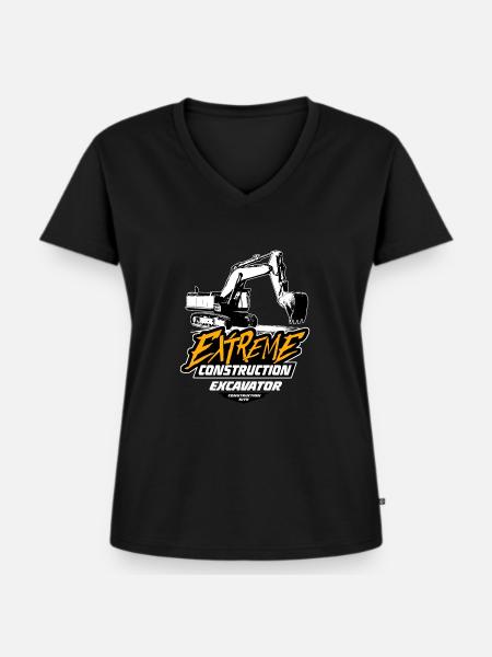 Raupenbagger - Bagger - Kettenbagger - Frauen Premium Bio T-Shirt mit V-Ausschnitt - Schwarz
