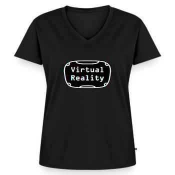 Virtual-Reality-Erlebnis - VR-Headset-Design - Frauen Premium Bio T-Shirt mit V-Ausschnitt - Schwarz - Vorne - AI Model Female 172 light (172cm)
