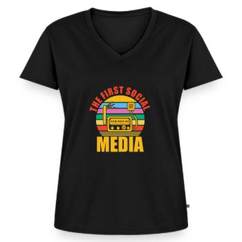 Opérateur radioamateur Signal radioamateur - T-shirt encolure en V Premium bio Femme - noir - Devant - AI Model Female 172 light (172cm)