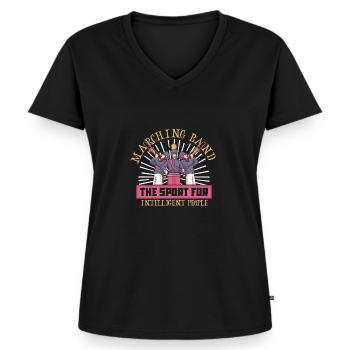 Marching Band Clarinetist School Rehearsal Music - Women's Premium Organic V-neck T-shirt - black - Front - AI Model Female 172 light (172cm)