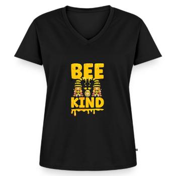 Beekeeper Gnomes Gnome Lover Funny Gnome Honey Bee - Women's Premium Organic V-neck T-shirt - black - Front - AI Model Female 172 light (172cm)
