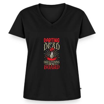 Scary Darts Dartspieler Dartscheibe Darts-brett - Frauen Premium Bio T-Shirt mit V-Ausschnitt - Schwarz - Vorne - AI Model Female 172 light (172cm)