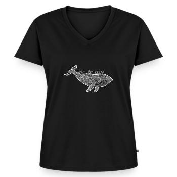 Wal - save the ocean - Frauen Premium Bio T-Shirt mit V-Ausschnitt - Schwarz - Vorne - AI Model Female 172 light (172cm)