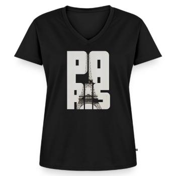 Tour eiffel paris - T-shirt encolure en V Premium bio Femme - noir - Devant - AI Model Female 172 light (172cm)