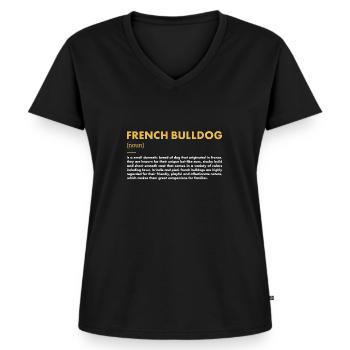 Définition du bouledogue français - T-shirt encolure en V Premium bio Femme - noir - Devant - AI Model Female 172 light (172cm)