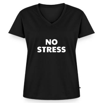No stress - Frauen Premium Bio T-Shirt mit V-Ausschnitt - Schwarz - Vorne - AI Model Female 172 light (172cm)