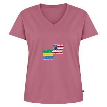 Gabon USA Flag American Gabonese - Women's Premium Organic V-neck T-shirt - mauve - Front - AI Model Female 172 dark (172cm)
