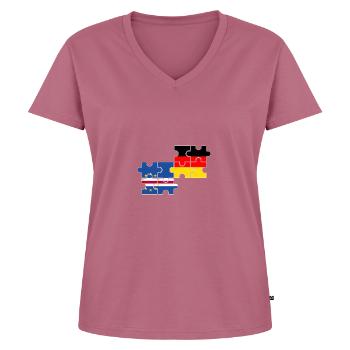 Kap Verde Deutschland Flagge Deutsch Kapverden - Frauen Premium Bio T-Shirt mit V-Ausschnitt - Mauve - Vorne - AI Model Female 172 dark (172cm)