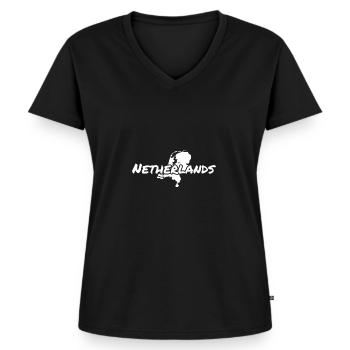 Pays-Bas Pays-Bas Carte Néerlandais - T-shirt encolure en V Premium bio Femme - noir - Devant - AI Model Female 172 light (172cm)